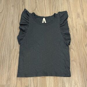 PACT Ruffle Top Gray Blouse Women’s Shirt Organic Cotton Medium